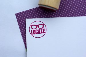 Glasses Wood Handled Mini Stamp