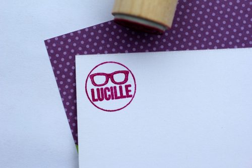 Glasses Wood Handled Mini Stamp
