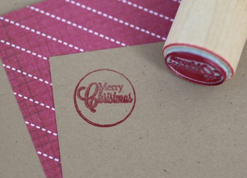 Merry Christmas Wood Handled Mini Stamp