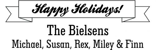 Happy Holiday Banner Wood Mounted Stamp