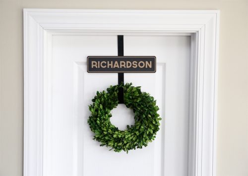 Personalized Wreath Door Hanger Sleek & Modern