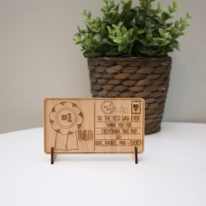 #1 Dad Personalized Wood Postcard