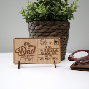 Love You Dad Personalized Wood Postcard