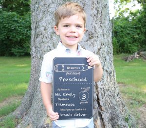 Personalized "First Day of School" Chalkboard - Pencil