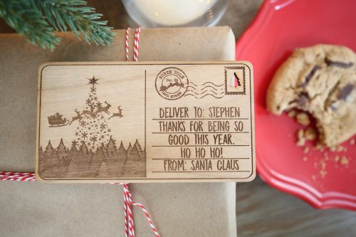 Christmas Eve Personalized Wood Postcard